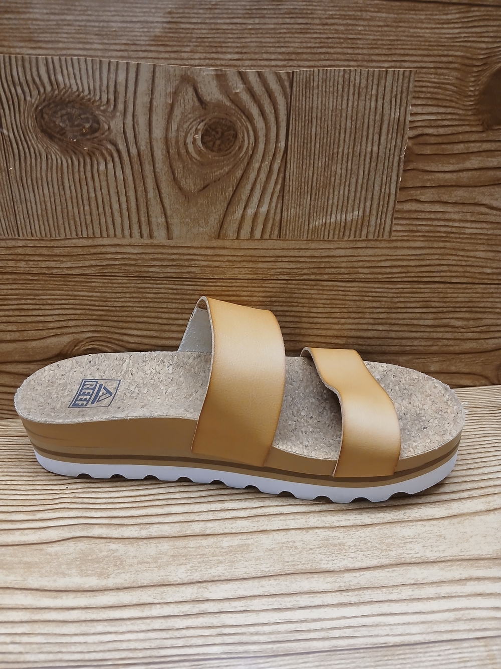 Reef Women's Two-Strap Cork Slide in Tan